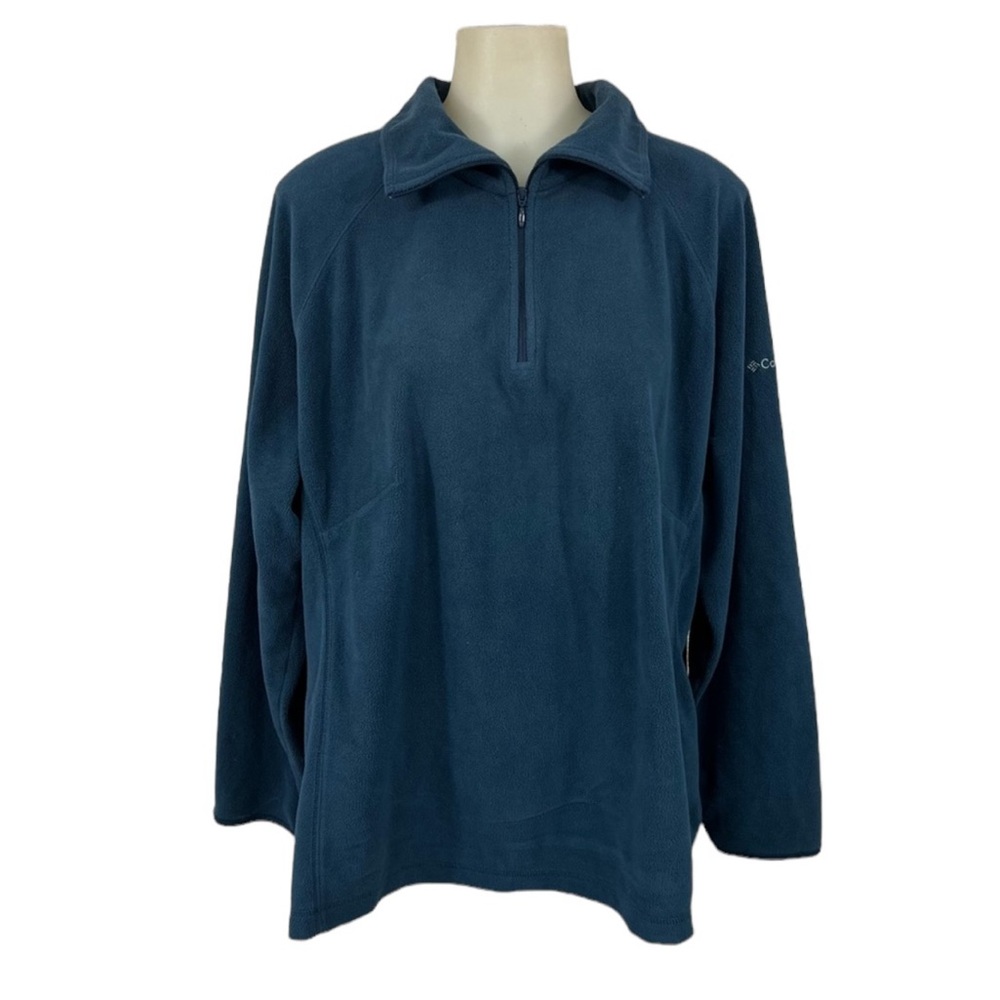COLUMBIA Top Fleece Blue Long Sleeve 1/4 Zip Collar Plus Size 1X